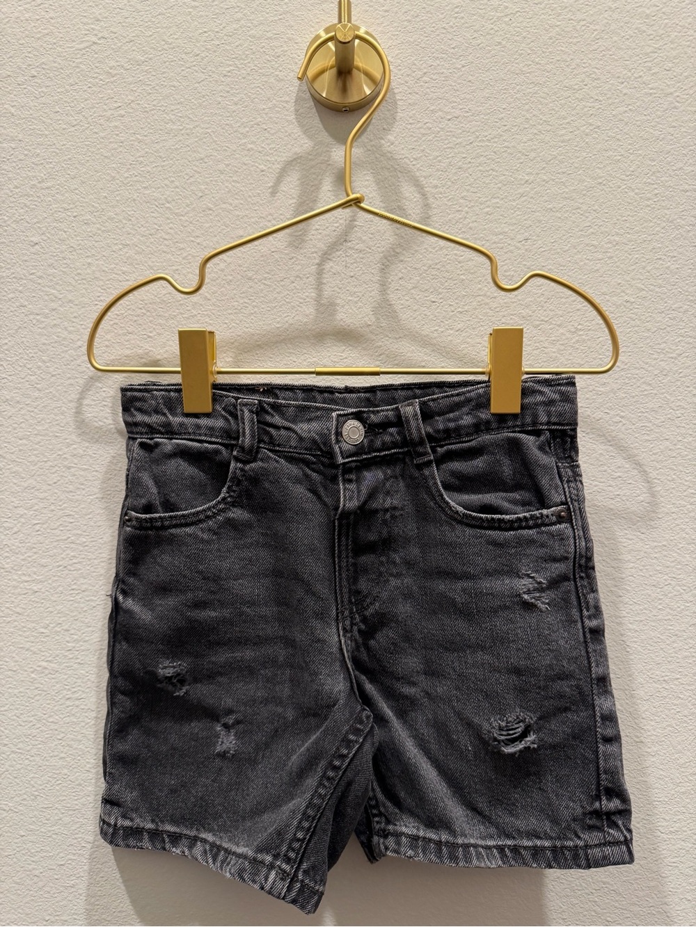 Zara Black Distressed Kids Denim Shorts